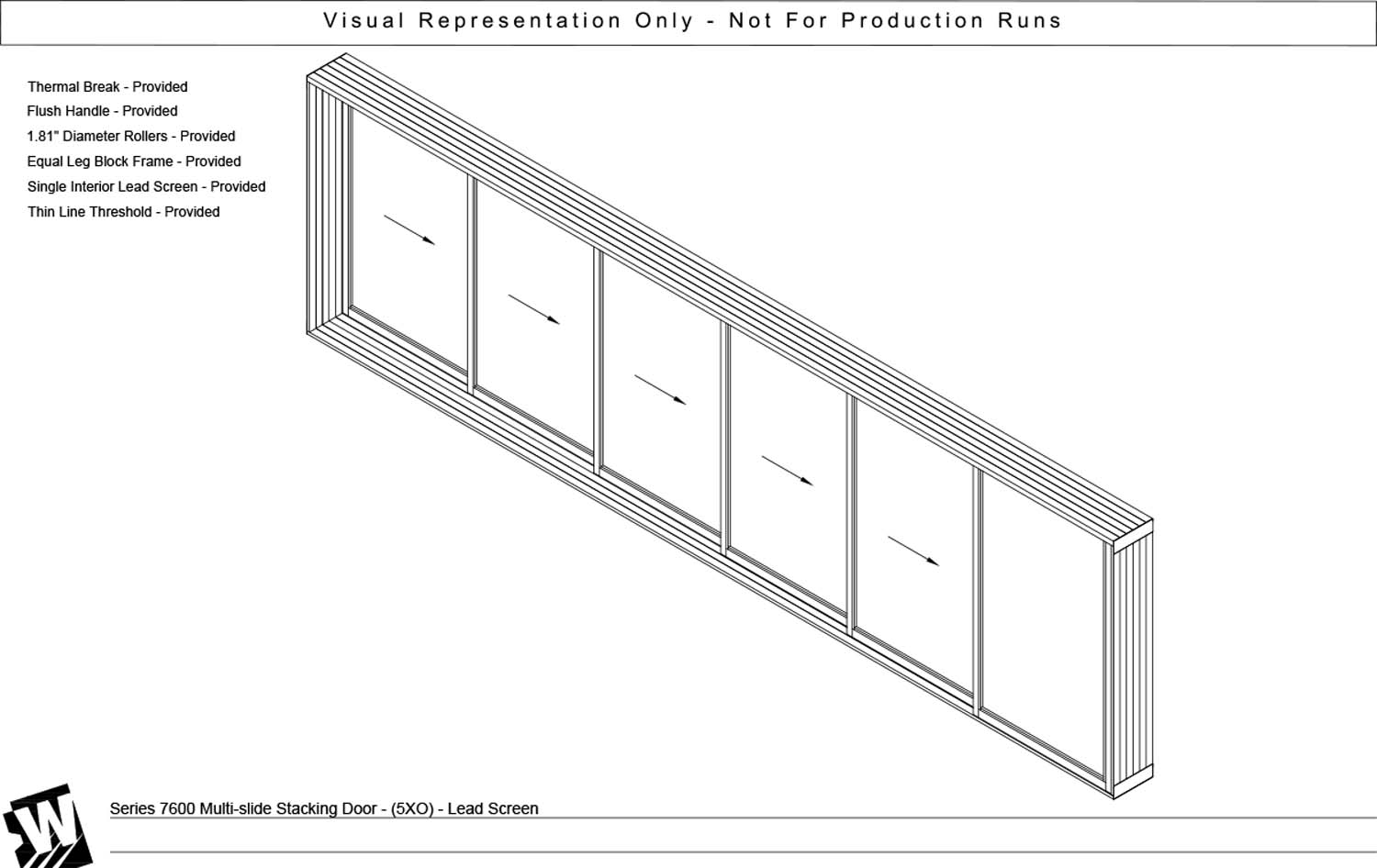 XXXXXO - 5 Vent Panels Stacking with 1 Fixed Panel - Thinline Threshold