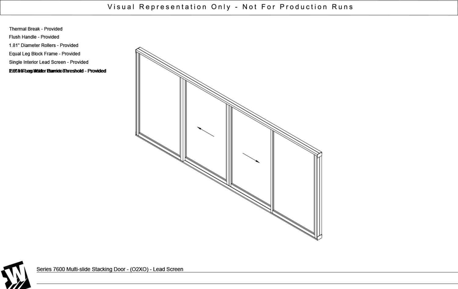 OXXO - 2 Fixed Panels Bi Parting with 2 Vent Panels - Flush & Water Barrier Threshold