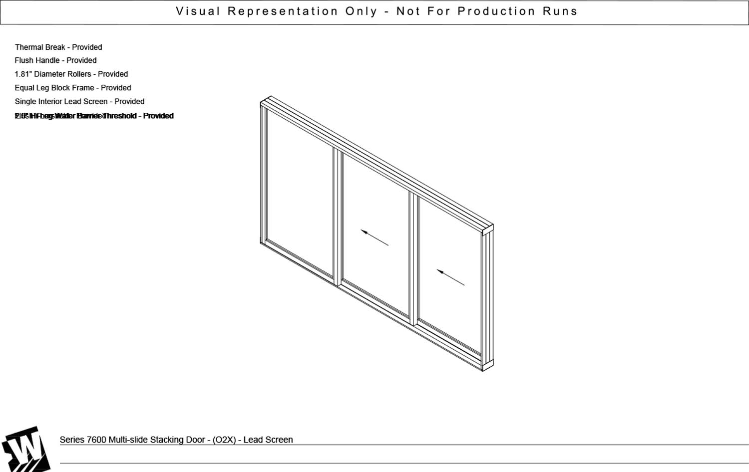 OXX - 1 Fixed Panel Stacking with 2 Vent Panel - Flush & Water Barrier Threshold