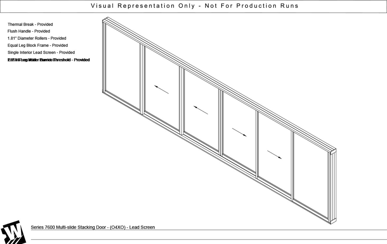 OXXXXO - 2 Fixed Panels Bi Parting with 4 Vent Panels - Flush & Water Barrier Threshold