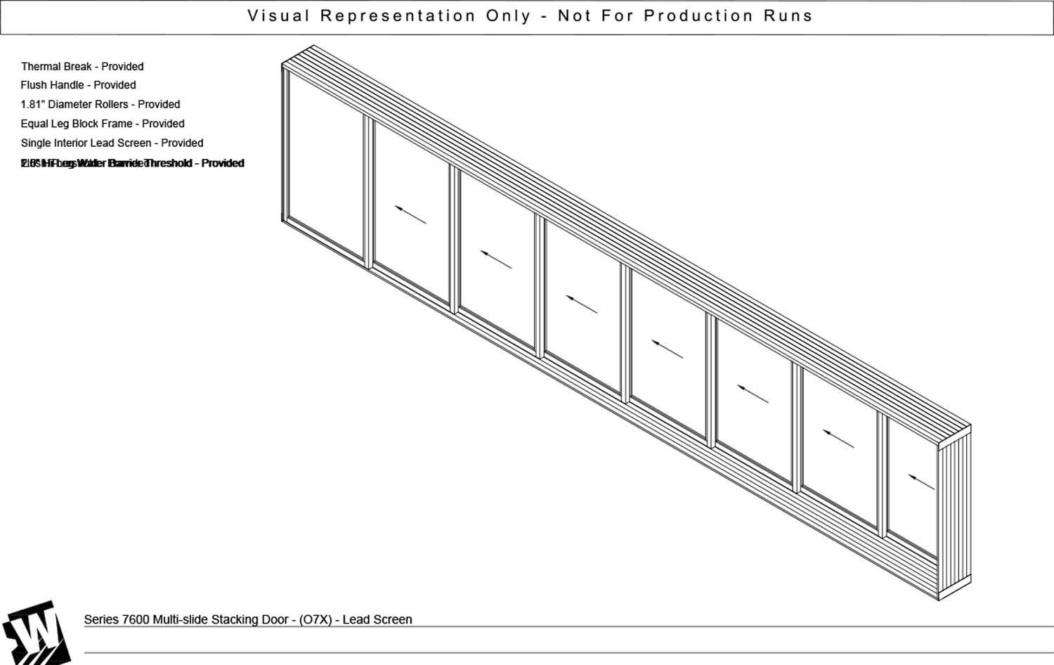 OXXXXXXX - 1 Fixed Panel Stacking with 7 Vent Panel - Flush & Water Barrier Threshold