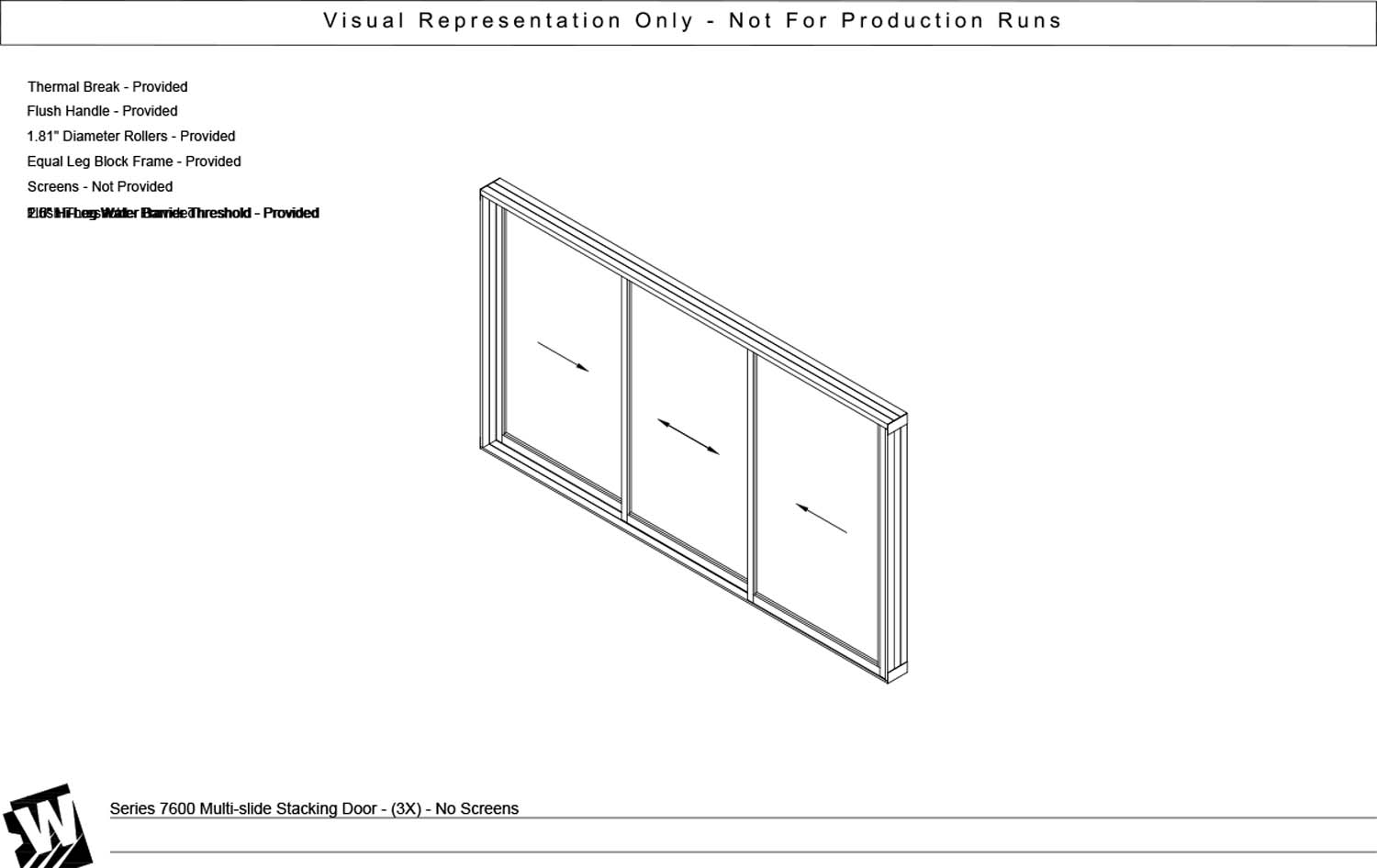 XXX - 3 Vent Panels Right Stacking - Flush & Water Barrier Threshold