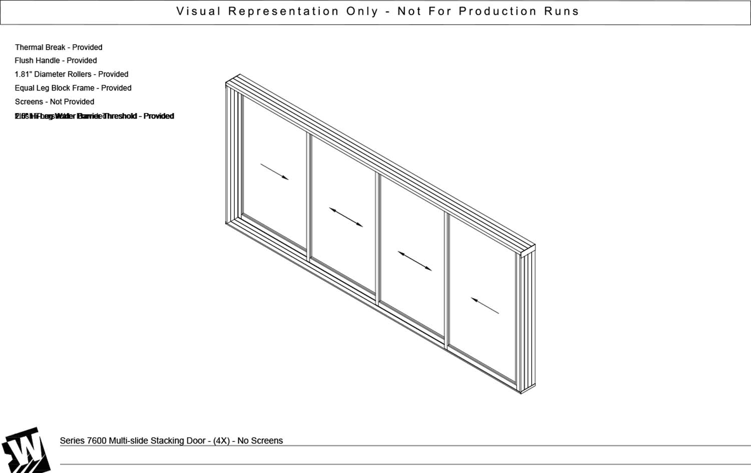 XXXX - 4 Vent Panels Right Stacking - Flush & Water Barrier Threshold
