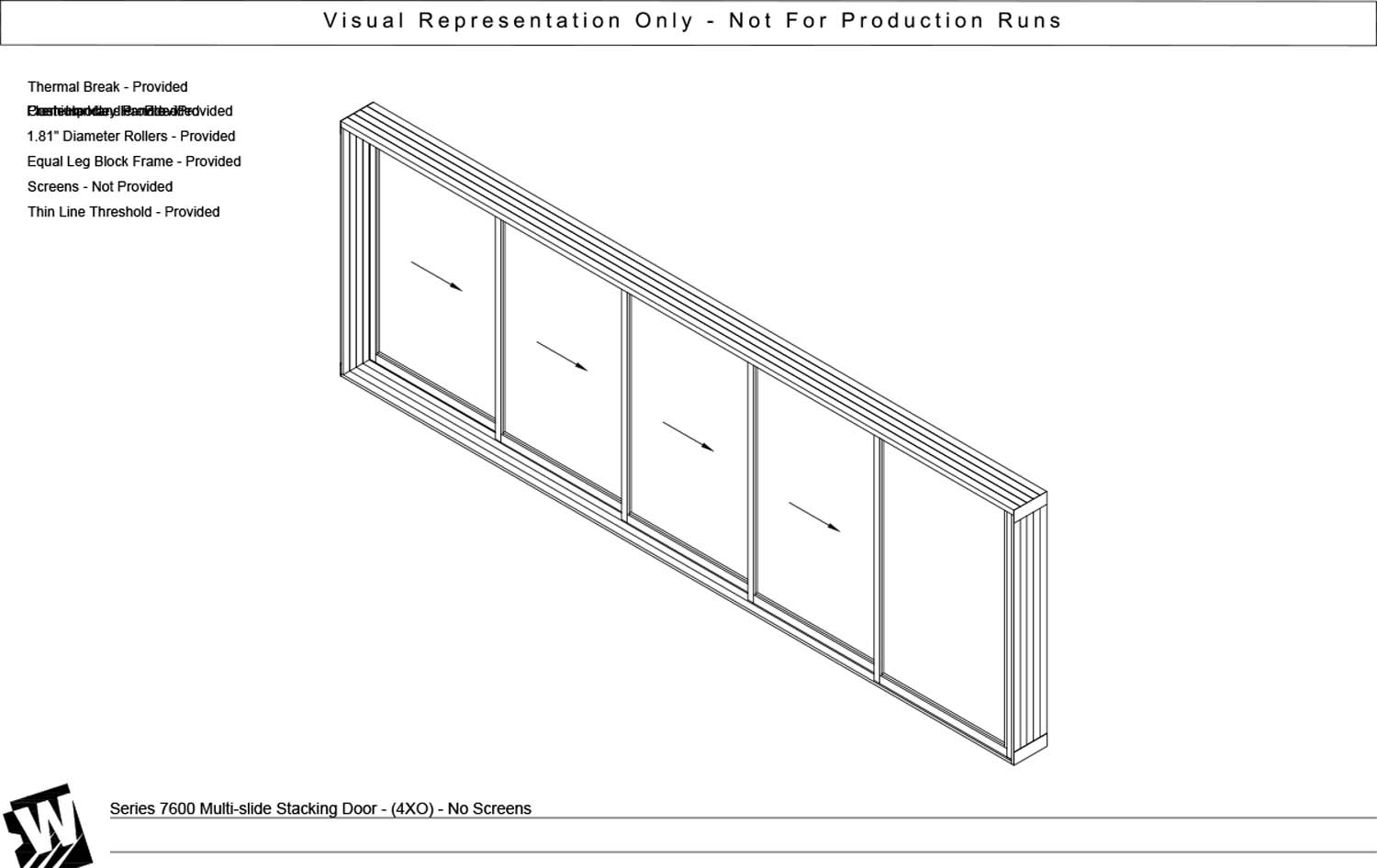 XXXXO - 4 Vent Panels Stacking with 1 Fixed Panel - Thinline Threshold
