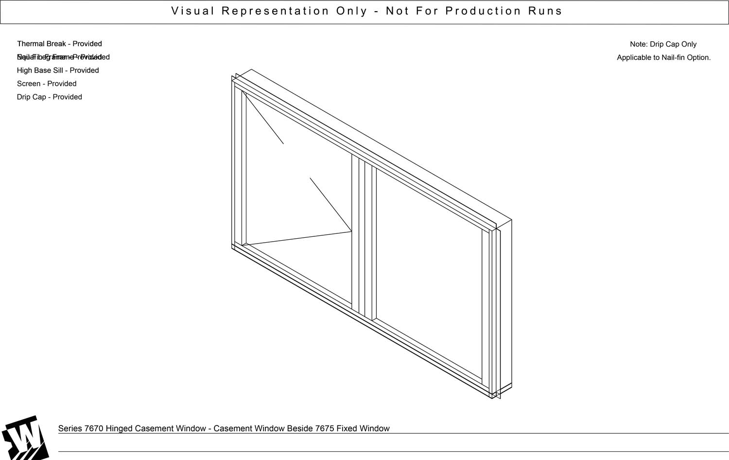 RO – Right-facing Hinged Window Casement w/ fixed window