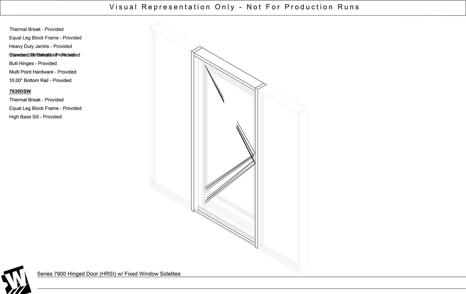 HRSI – Hinged Right Swing In with Double Sidelites - EQ – Equal Leg