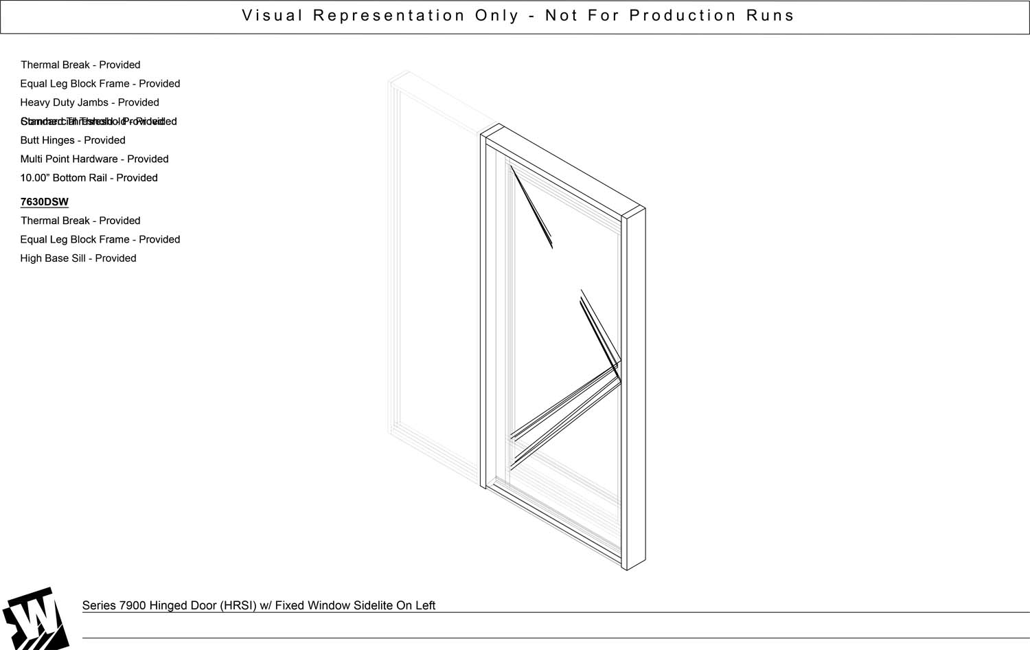 HRSI – Hinged Right Swing In with Sidelite Left - EQ – Equal Leg