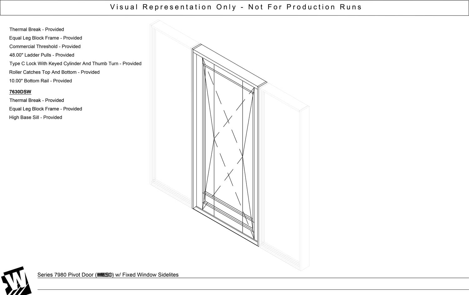 Pivot Door with Double Sidelites - EQ – Equal Leg