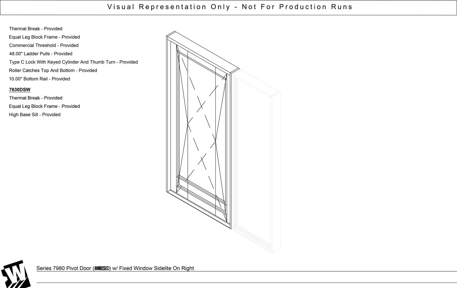 Pivot Door with Sidelite Right - EQ – Equal Leg