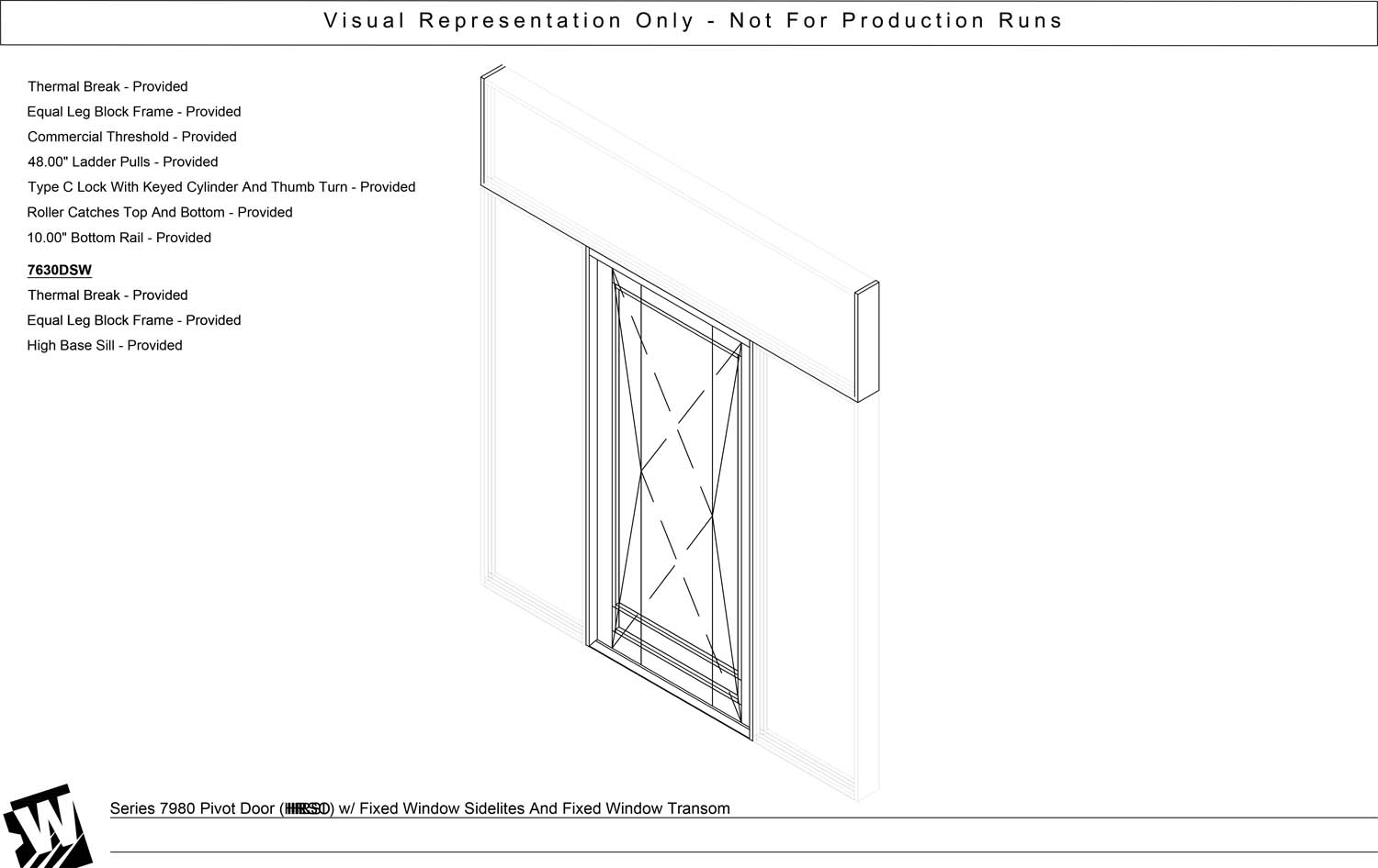 Pivot Door with Transom & Double Sidelites - EQ – Equal Leg