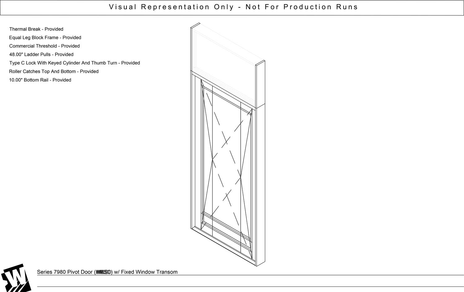 Pivot Door with Transom - EQ – Equal Leg