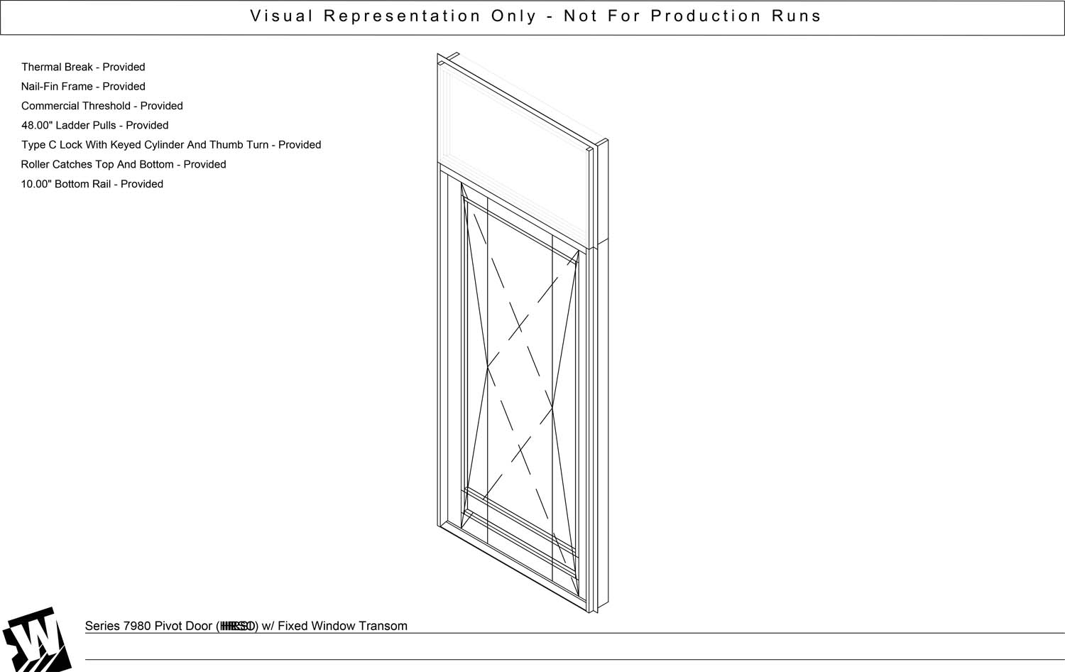 Pivot Door with Transom - NF – Nail Fin