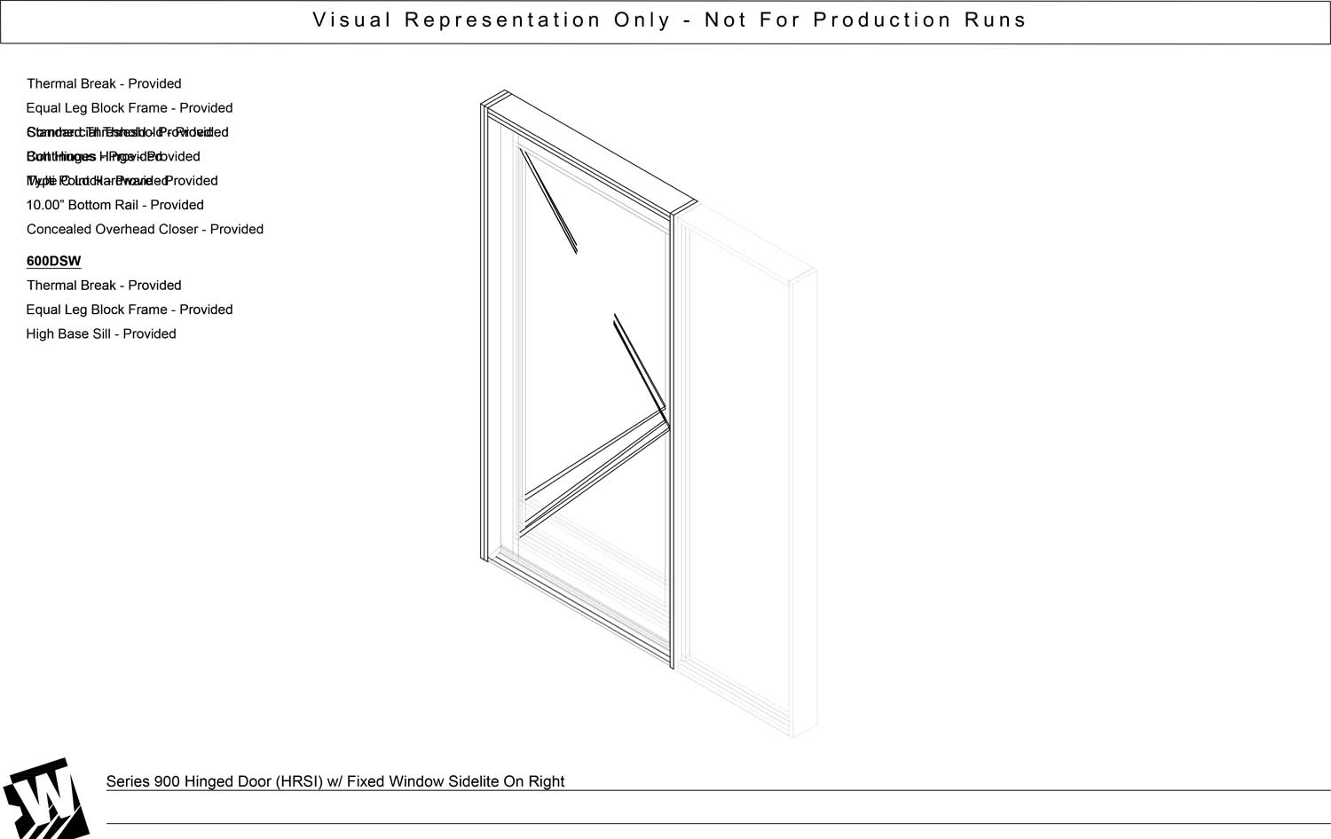 HRSI – Hinged Right Swing In - EQ – Equal Leg