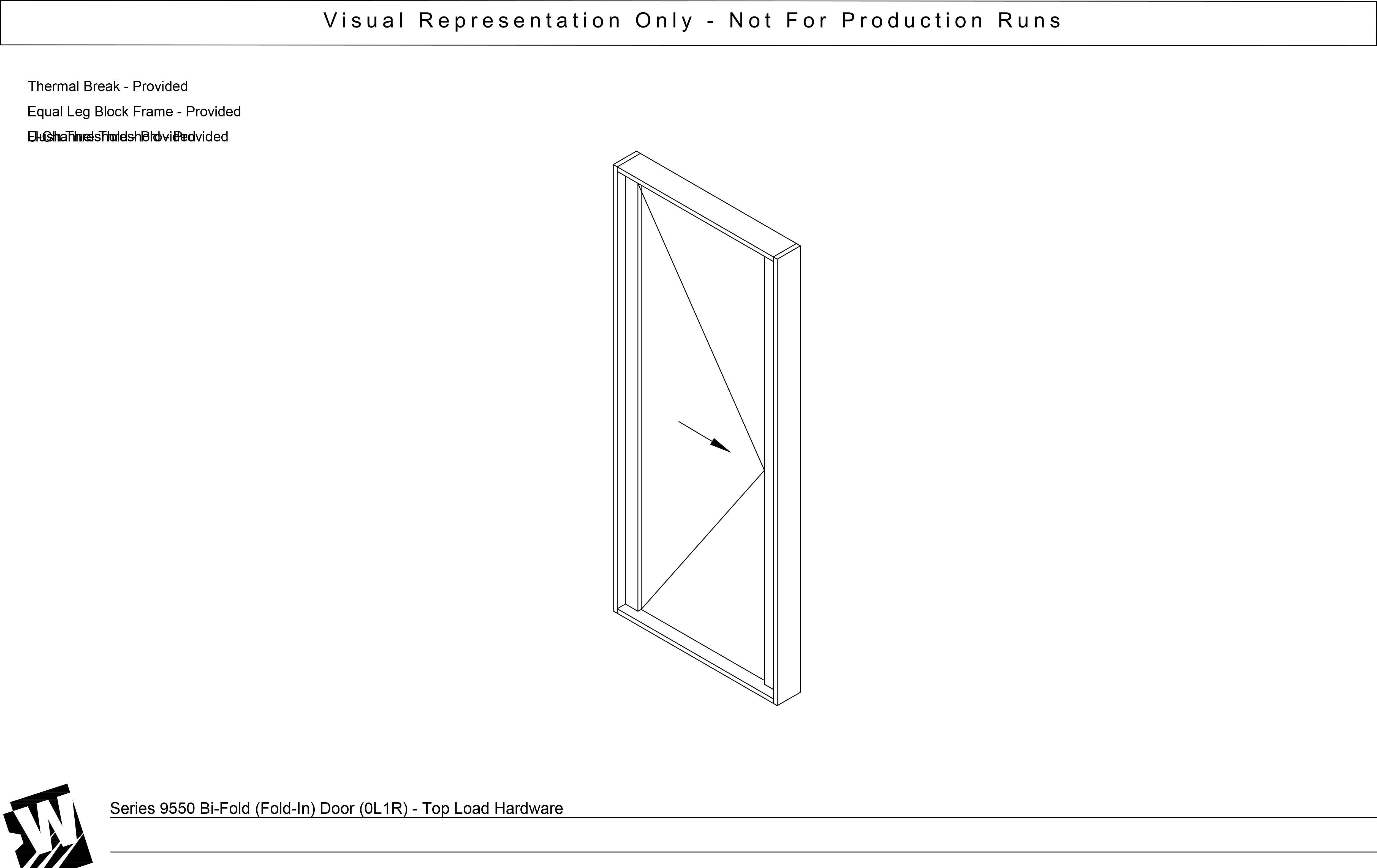 0L1R – Single Panel Bi-Fold Door Hinge Right – Head Load Hardware (FI - Fold In)
