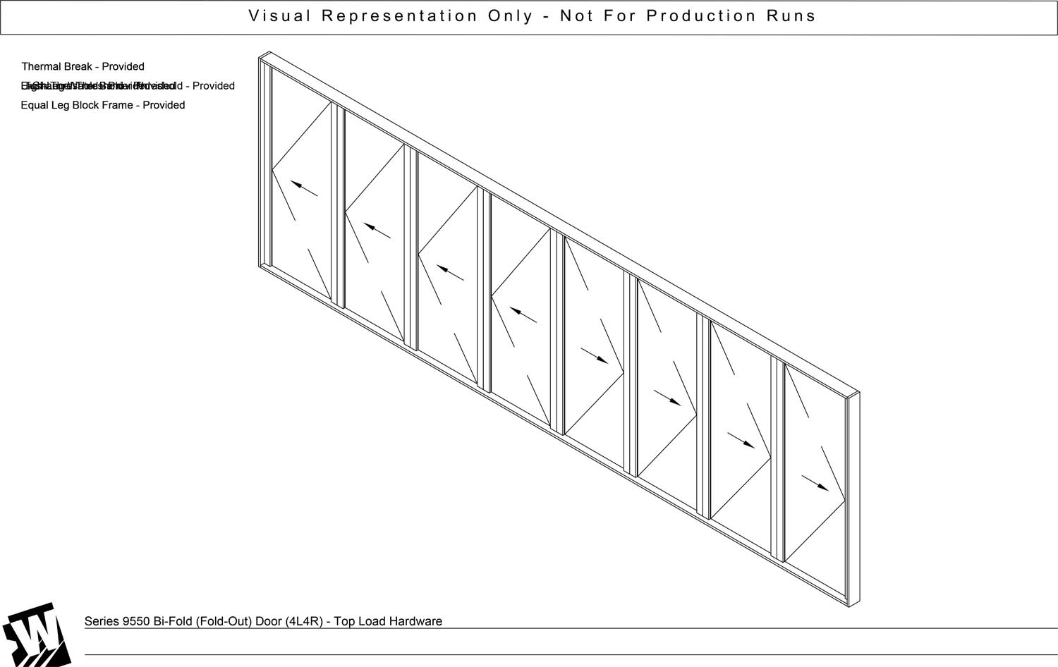 4L4R – 8 Panel Bi-Parting Bi-Fold Door (End Carrier Left Panel & End Carrier Right Panel) – Head Load Hardware (SO – Swing Out)