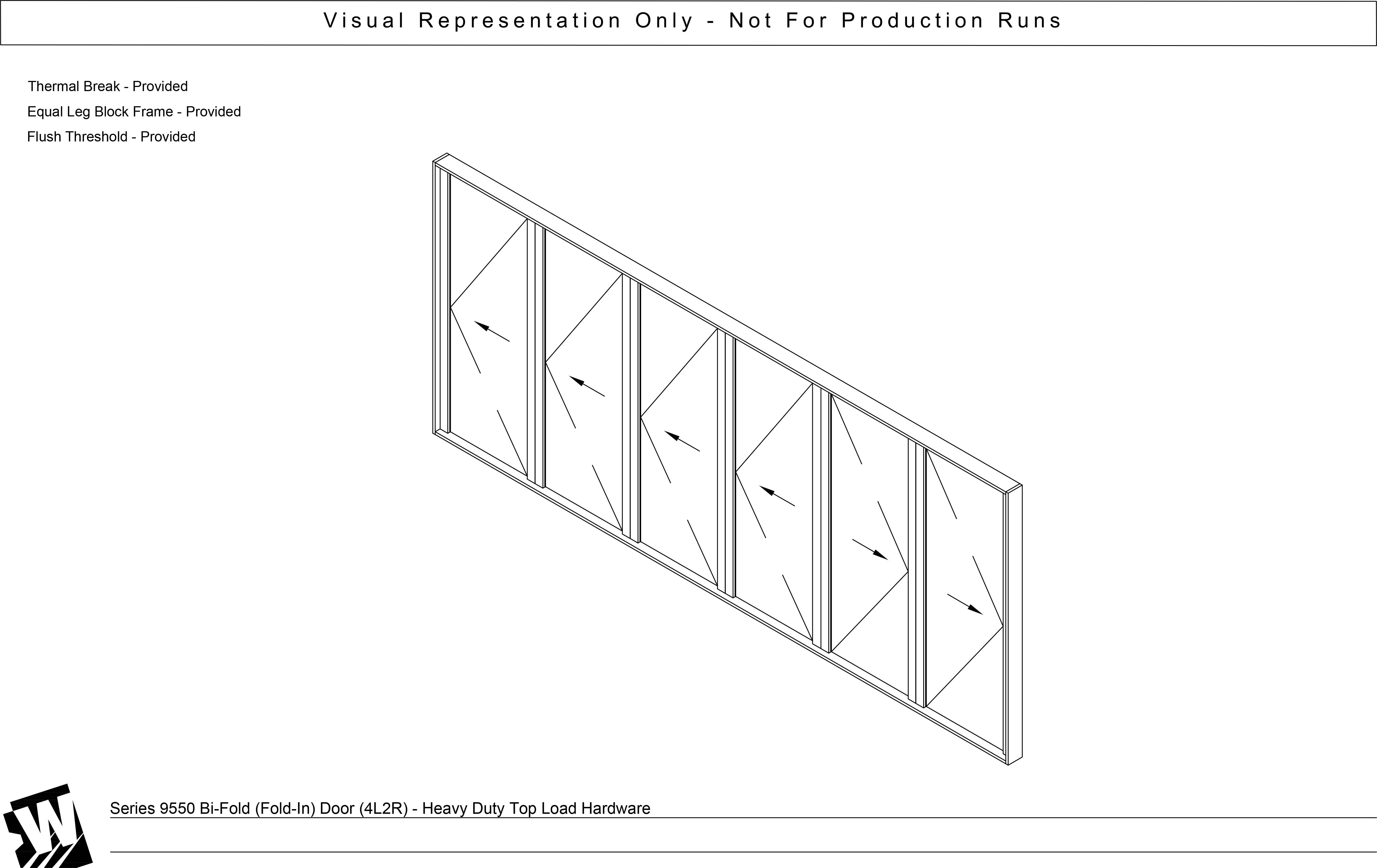 preview of 4L2R – 5 Panel Bi-Parting Bi-Fold Door (End Carrier Left Panel & End Carrier Right Panel) – Heavy Duty Head Load (FI - Fold In)