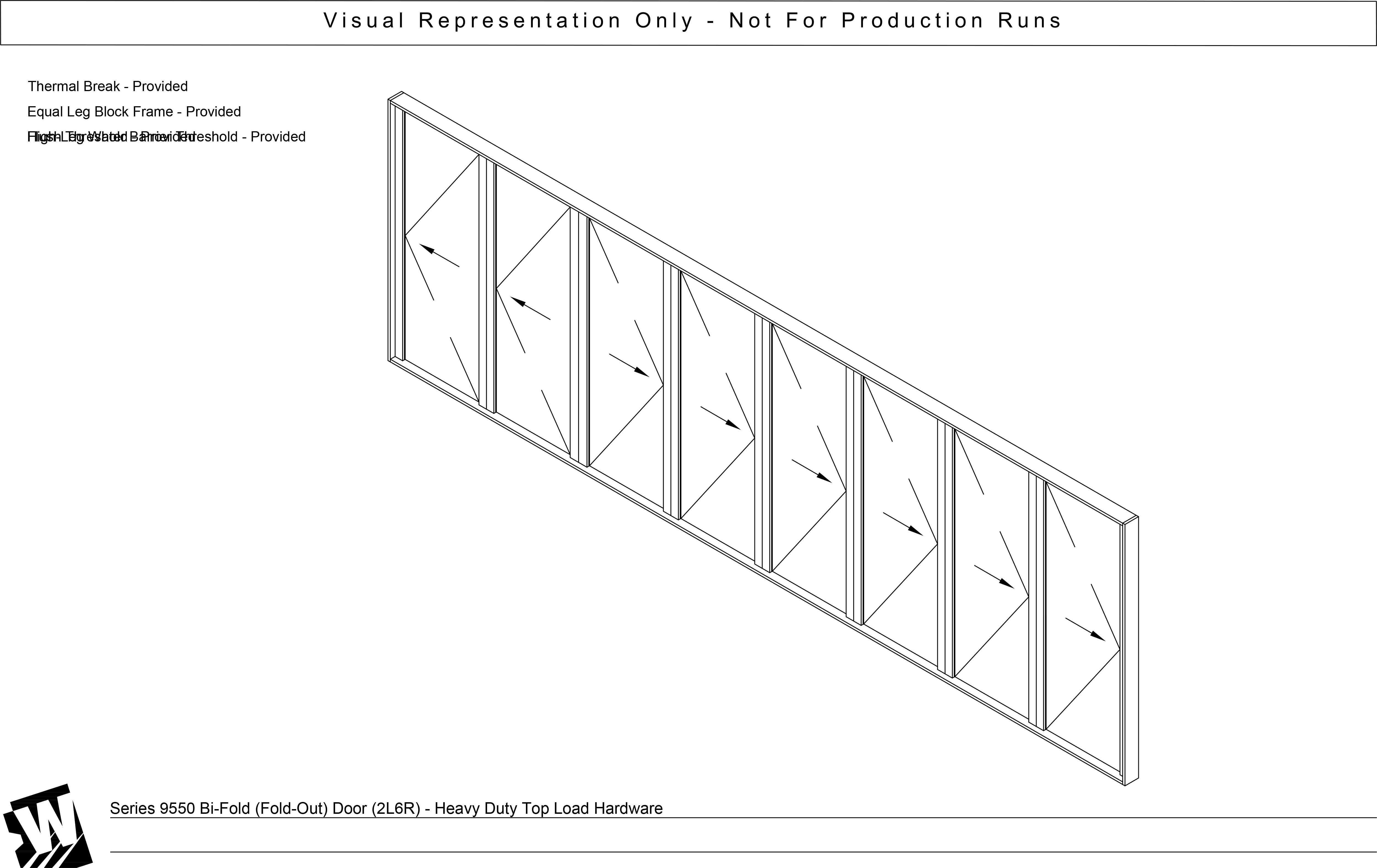 preview of 2L6R – 8 Panel Bi-Parting Bi-Fold Door (End Carrier Left Panel & End Carrier Right Panel) – Heavy Duty Head Load (FO - Fold Out)