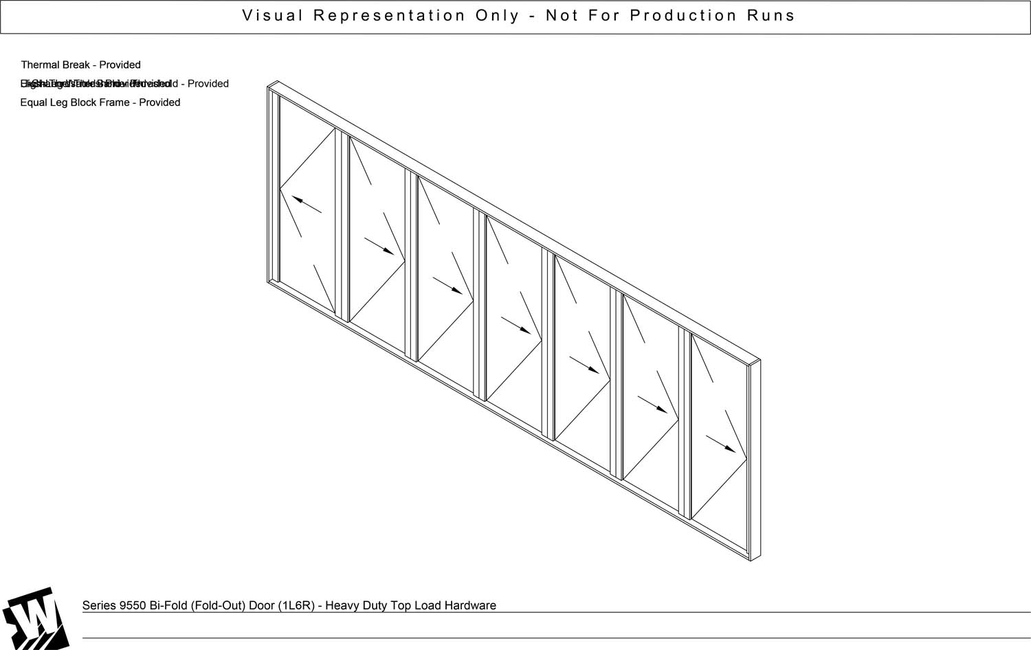 1L6R – 7 Panel Bi-Parting Bi-Fold Door (Active Left Panel & End Carrier Right Panel)