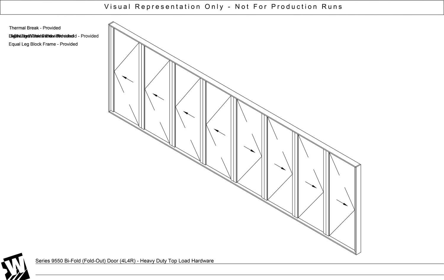 4L4R – 8 Panel Bi-Parting Bi-Fold Door (End Carrier Left Panel & End Carrier Right Panel) – Heavy Duty Head Load (SO – Swing Out)